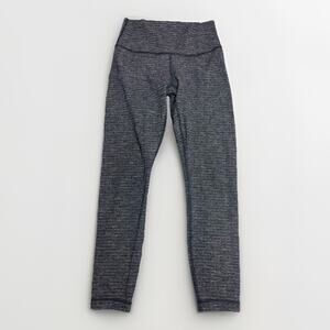 Lululemon Womens Leggings Size 6 Gray Striped Athletic Yoga Pants Stretch